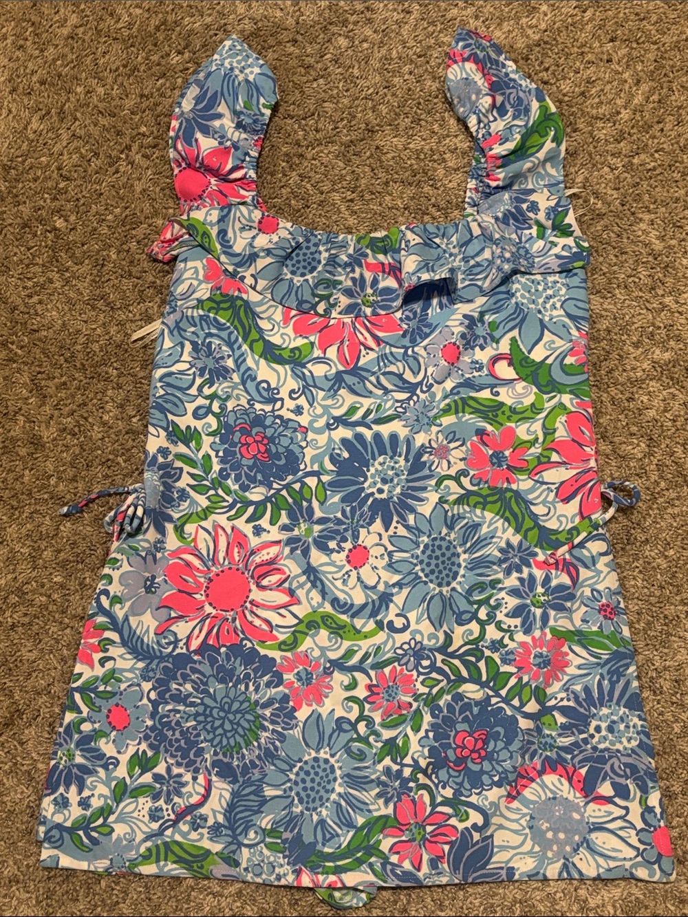 NWT Lilly Pulitzer Zoya Ruffle Romper in Frenchie Blue Suns Out 10 - Picture 2 of 11